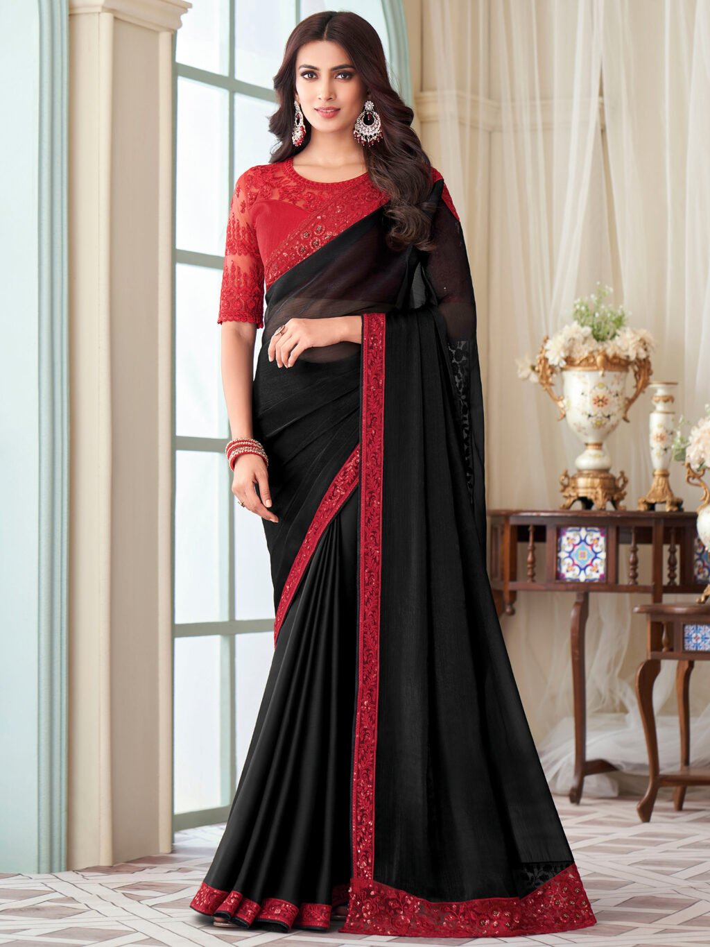 Image of Black Silk Saree
