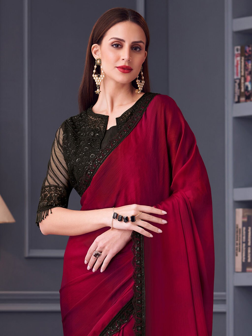 Pink Silk Saree - Image 3