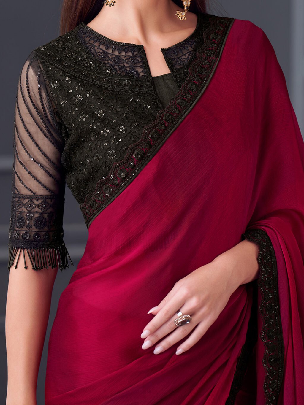 Pink Silk Saree - Image 4