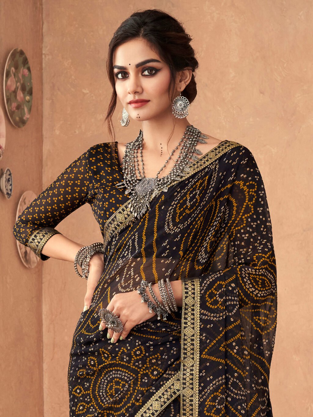 Black Chiffon Saree - Image 3