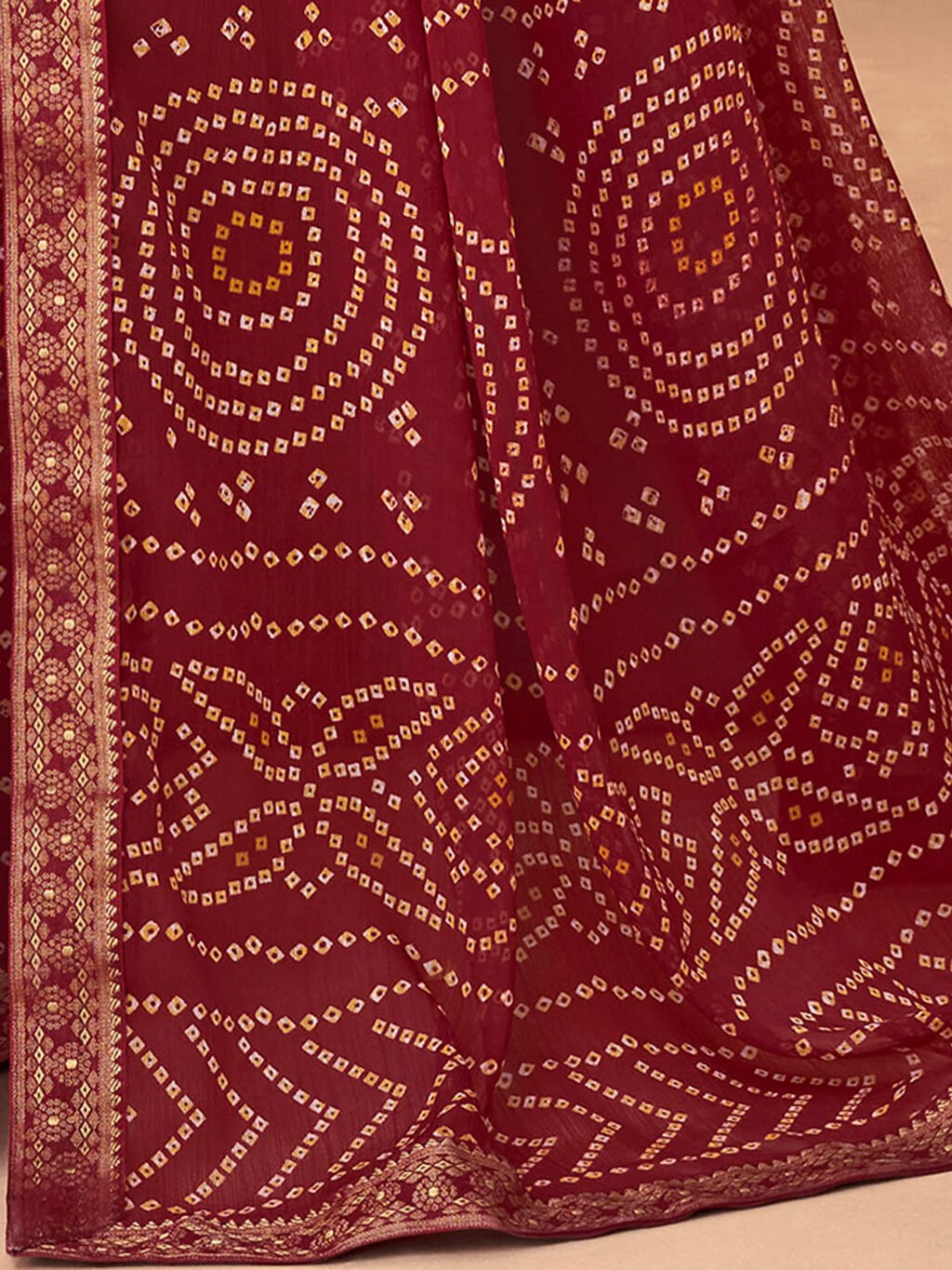 Maroon Chiffon Saree - Image 4