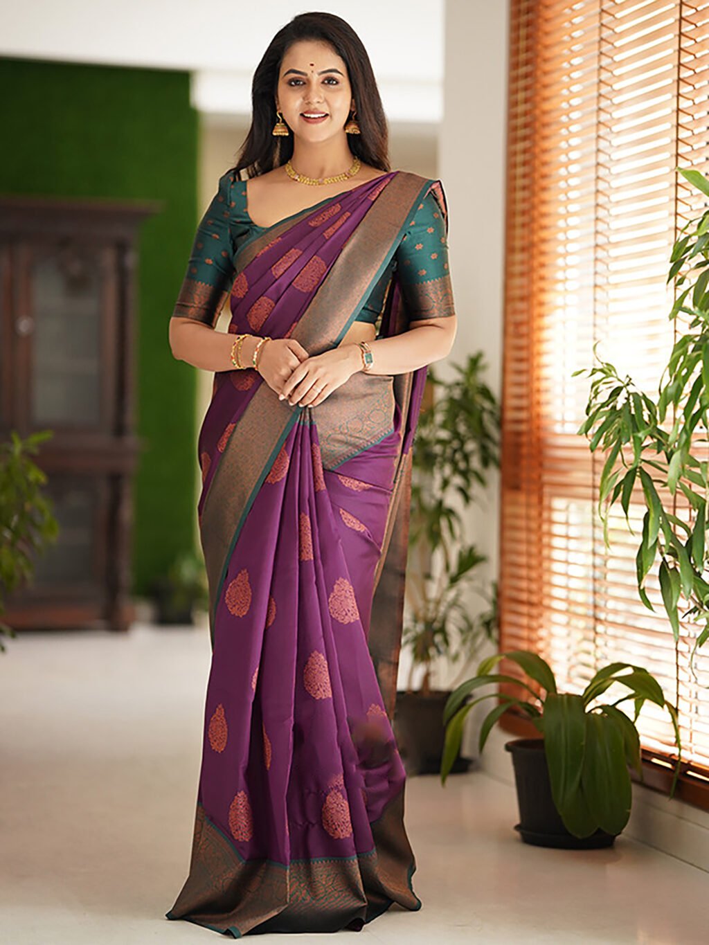 Image of Purple Silk Saree