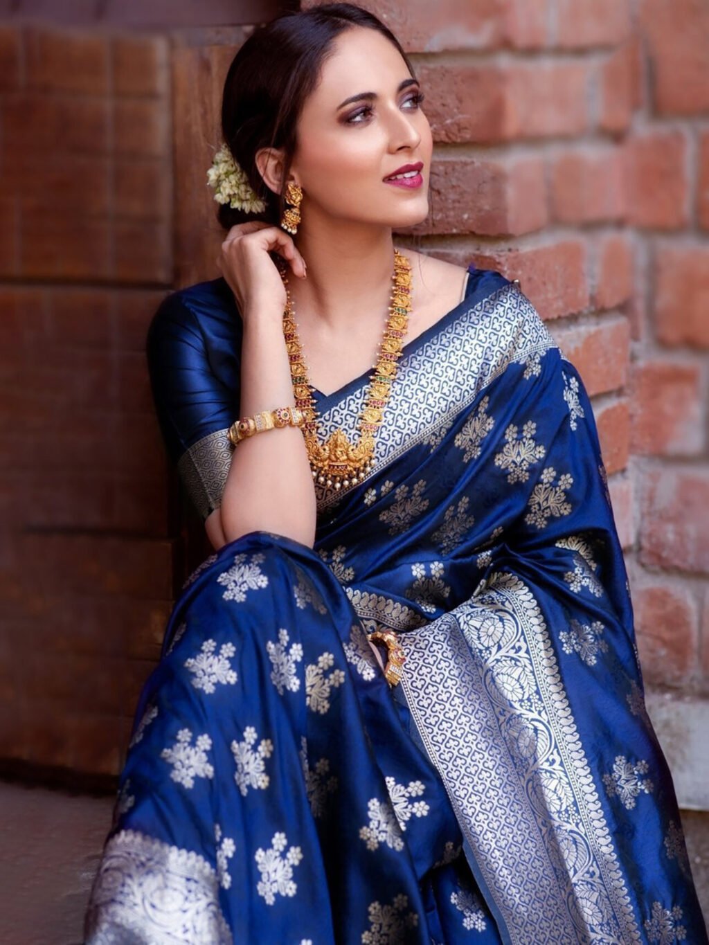 Image of Blue Silk Saree