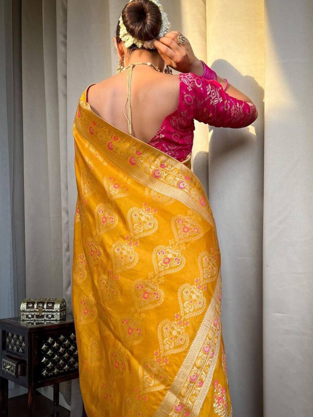 showcasing the beauty and craftsmanship of Party Wear Saree.