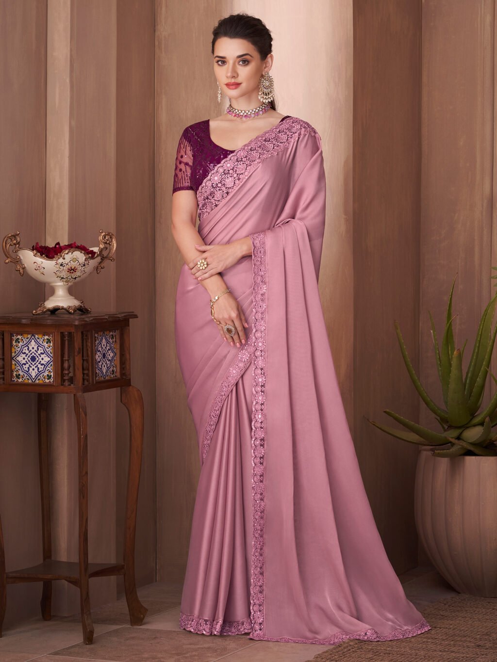 Image of Mauve Silk Saree