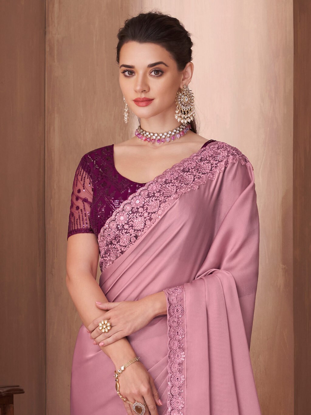 Mauve Silk Saree - Image 3