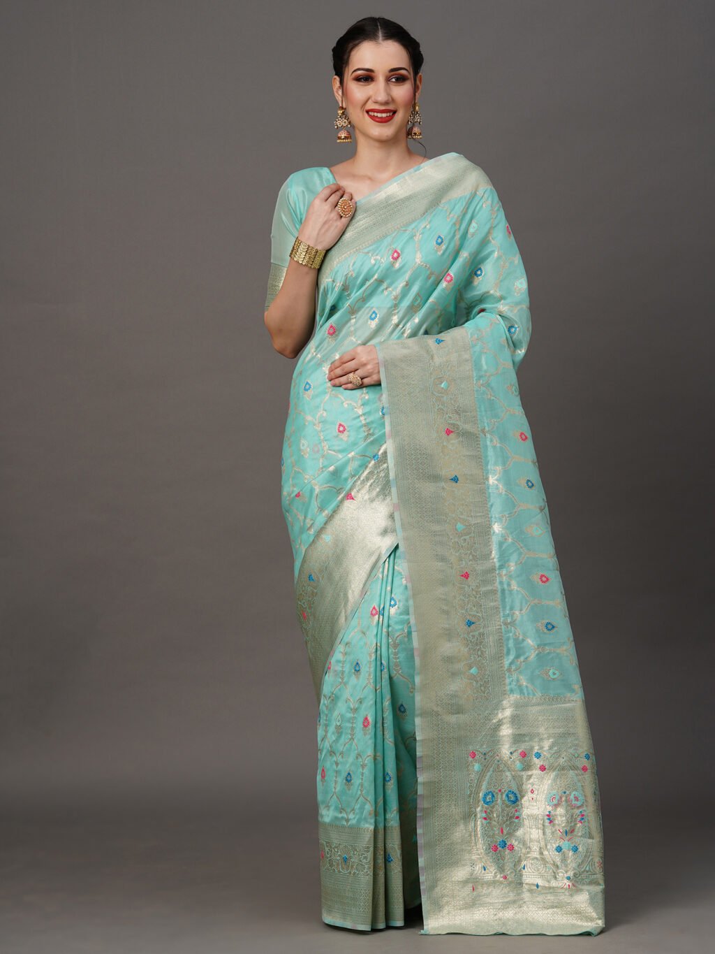 Image of Turquoise Saree