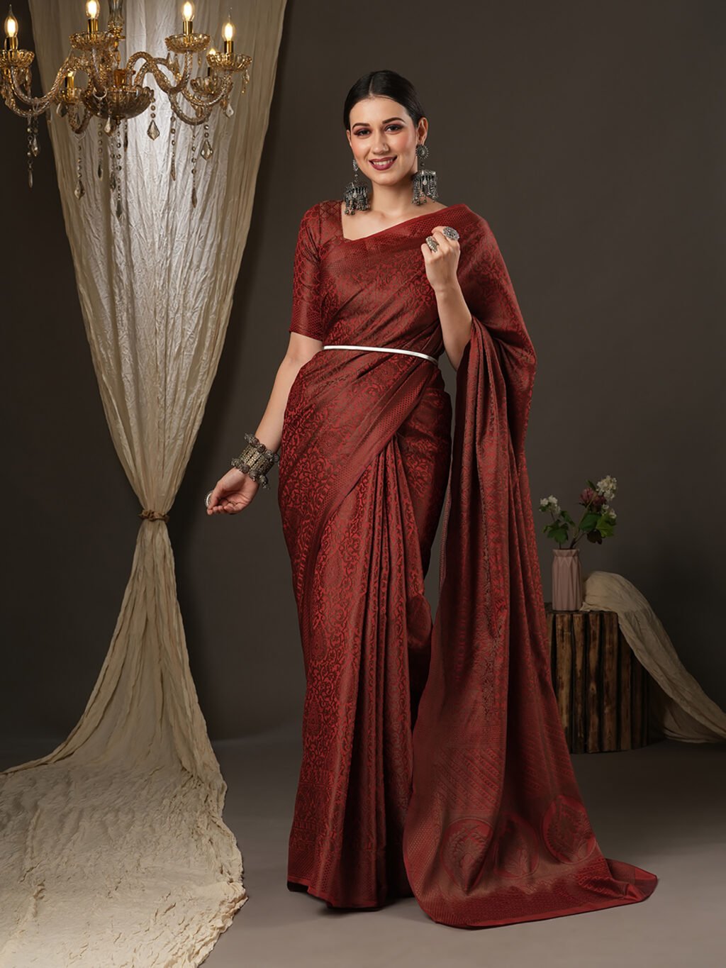 Image of Maroon Silk Saree