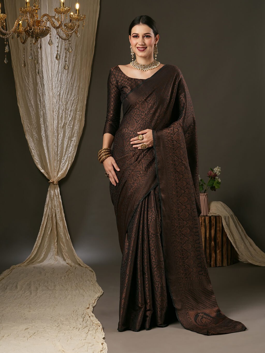 Image of Black Silk Saree