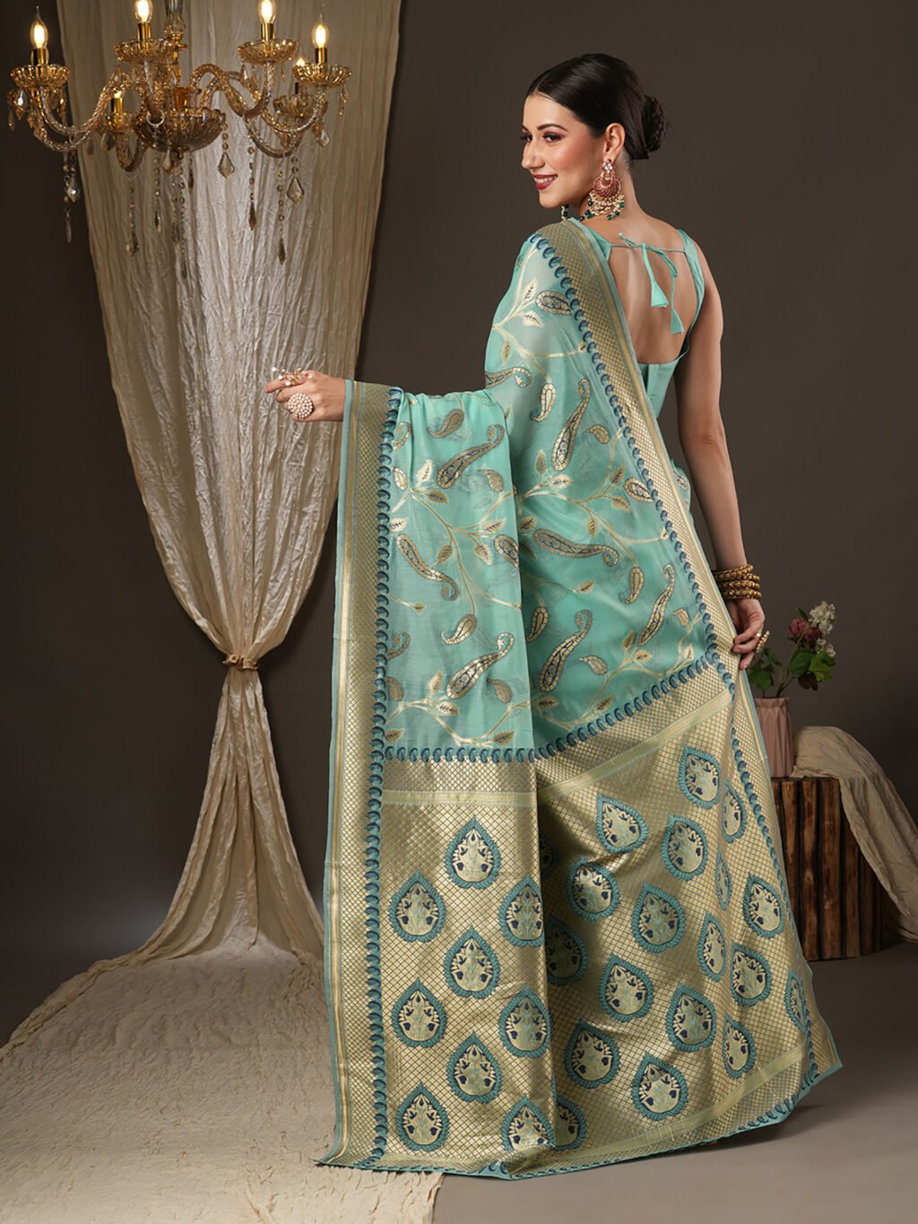 showcasing the beauty and craftsmanship of Designer Saree.