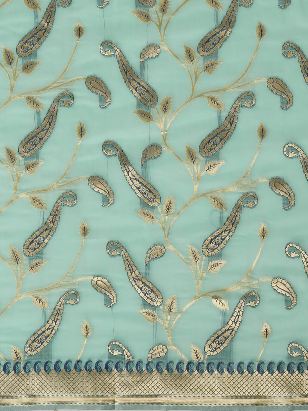 Sea Green Cotton Saree - Image 4
