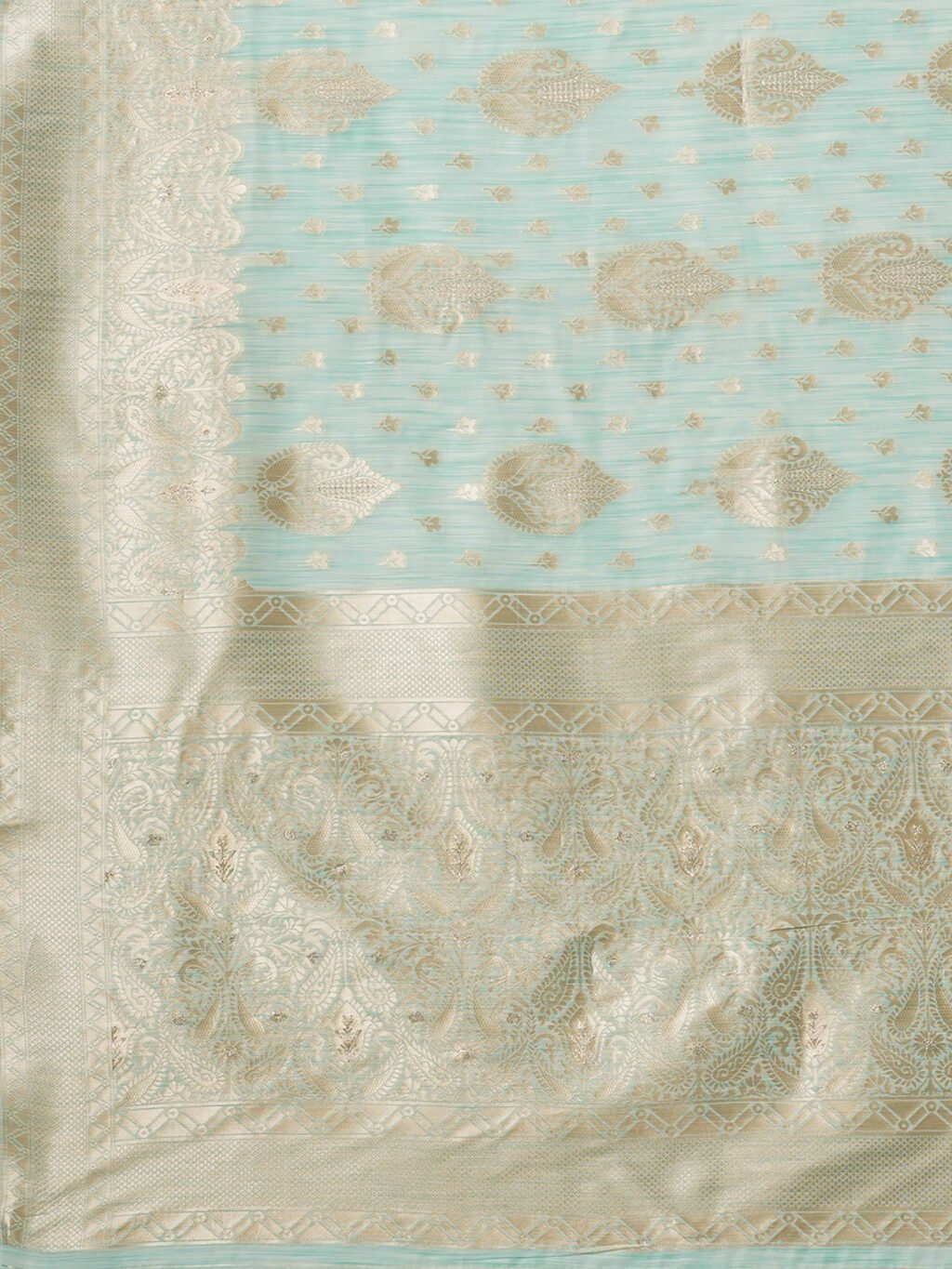 Sea Green Cotton Saree - Image 3