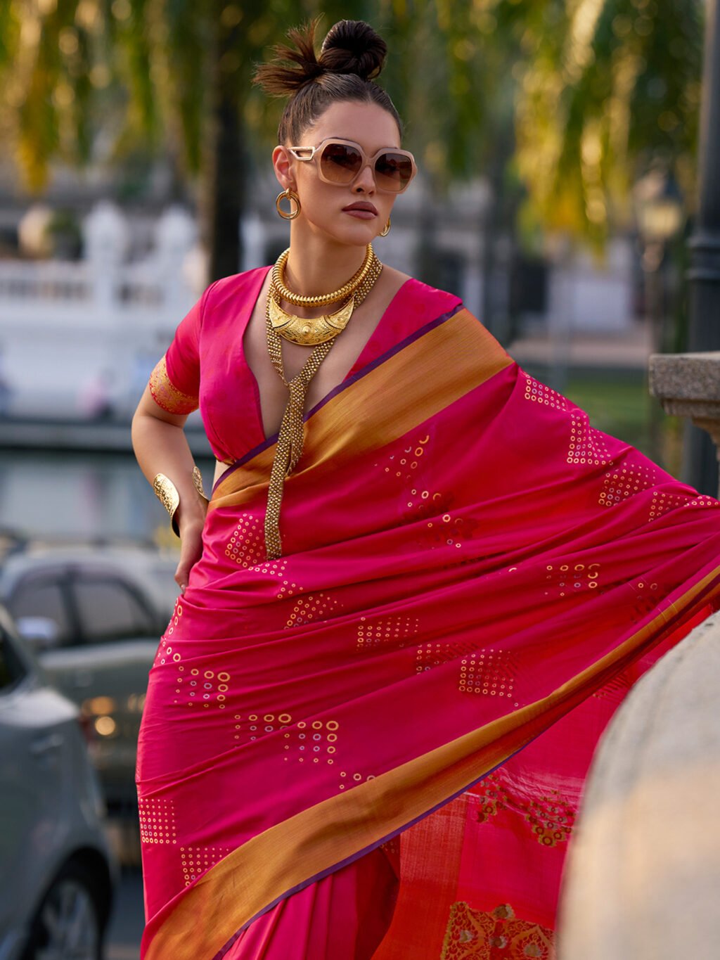 Pink Silk Saree - Image 3