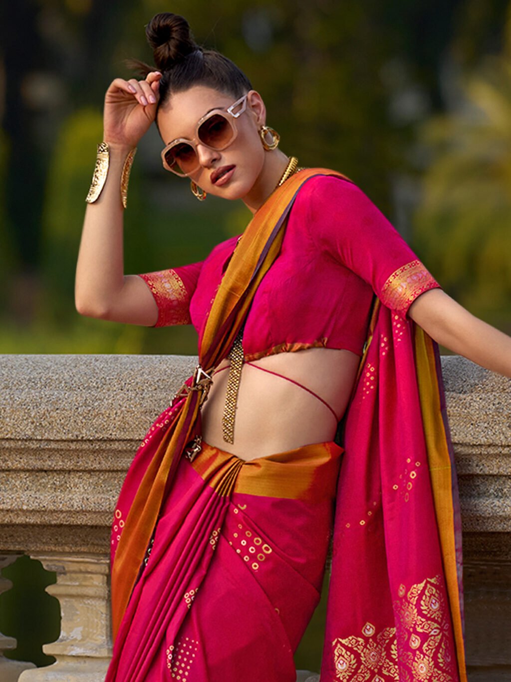 Pink Silk Saree - Image 4
