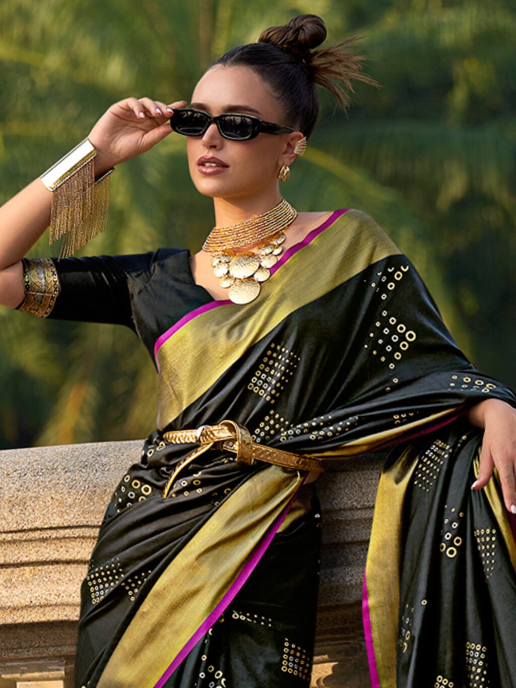 Black Silk Saree - Image 4