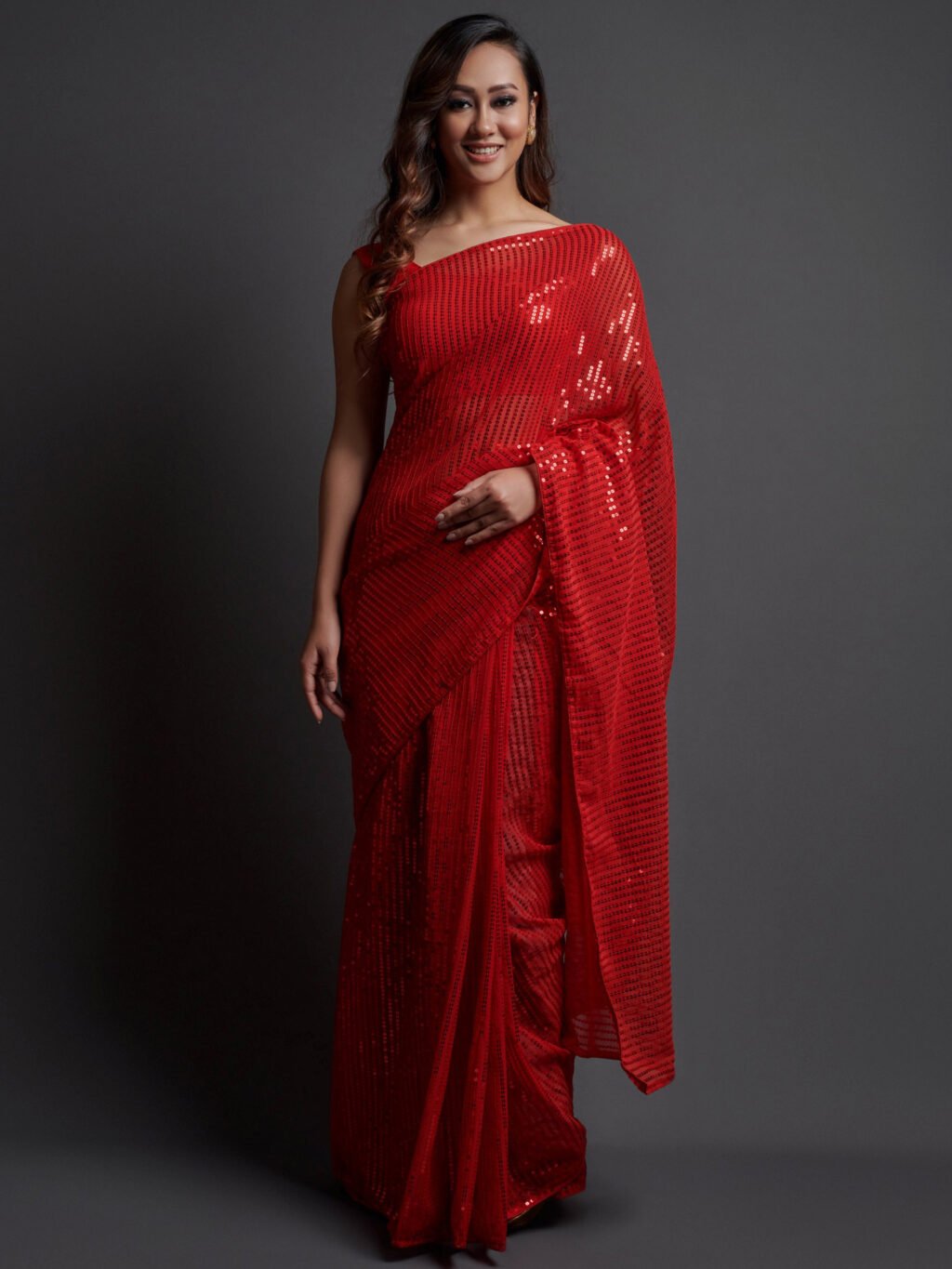 Image of Red Georgette Saree