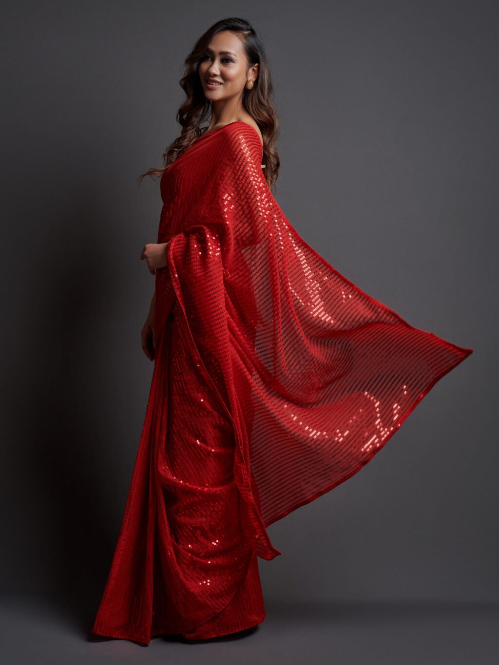 Classic Red Georgette Farewell Saree - Image 3