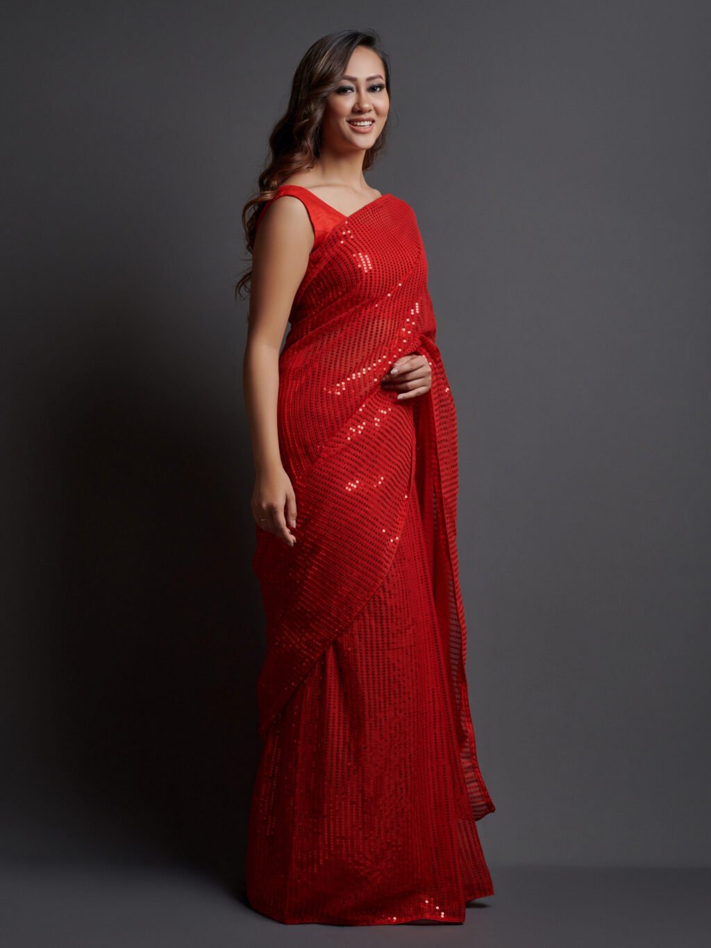 Classic Red Georgette Farewell Saree - Image 4