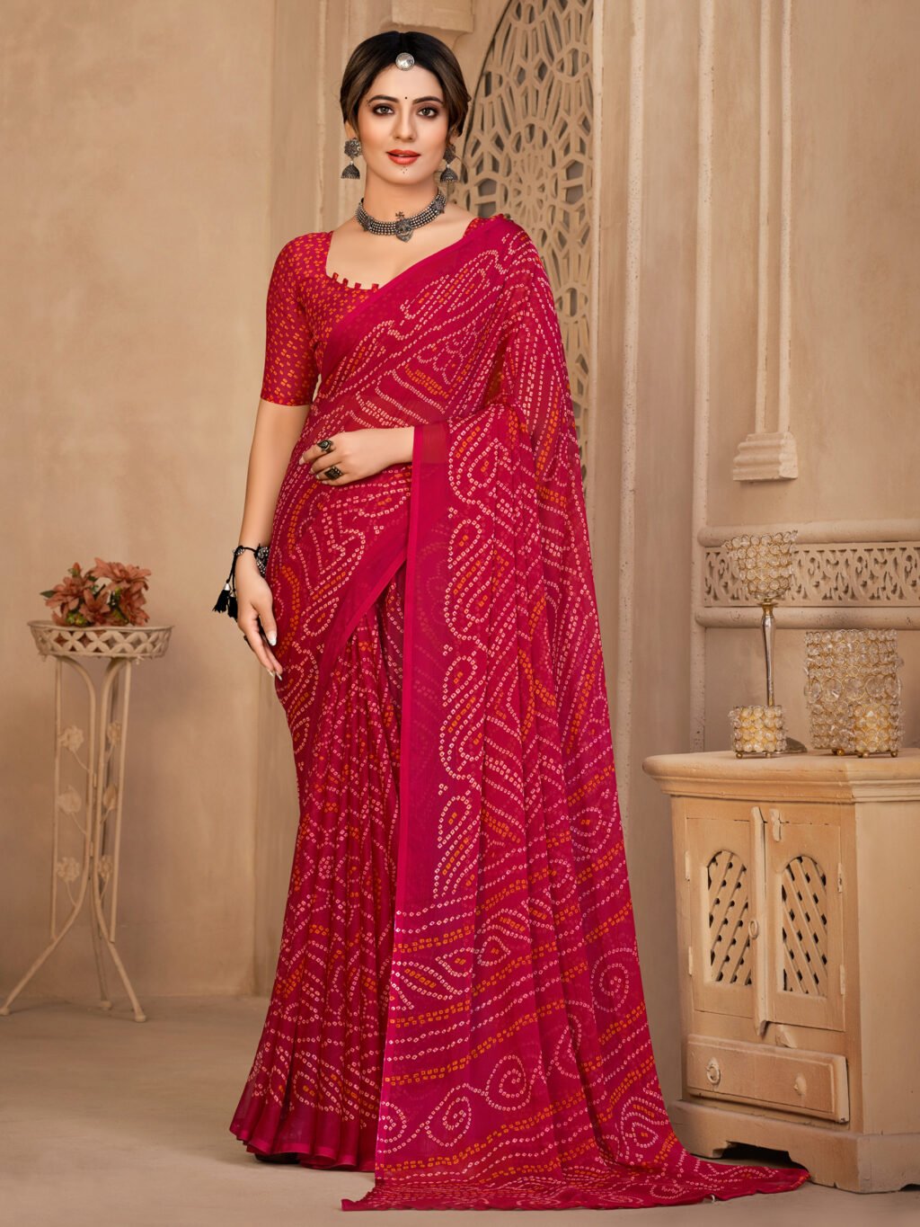 Image of Pink Chiffon Saree
