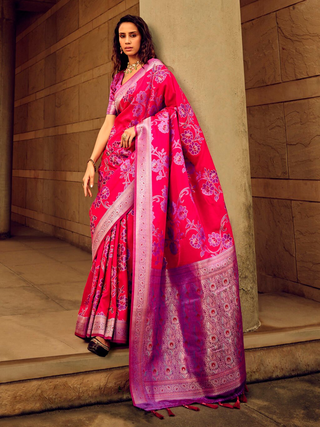Image of Pink Silk Saree