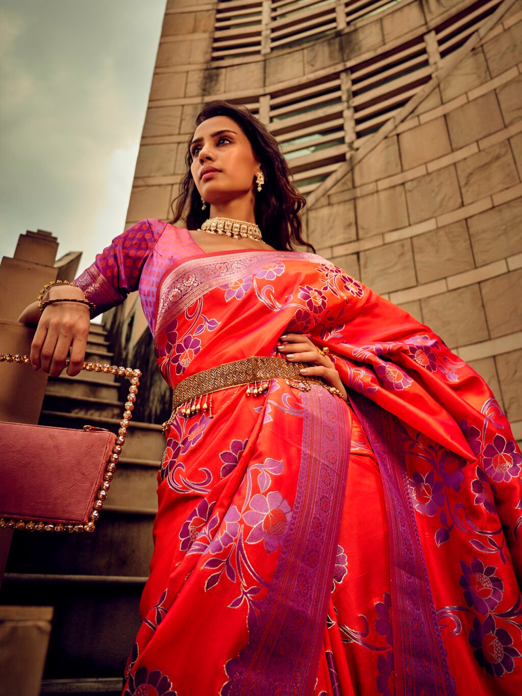 showcasing the beauty and craftsmanship of Party Wear Saree.