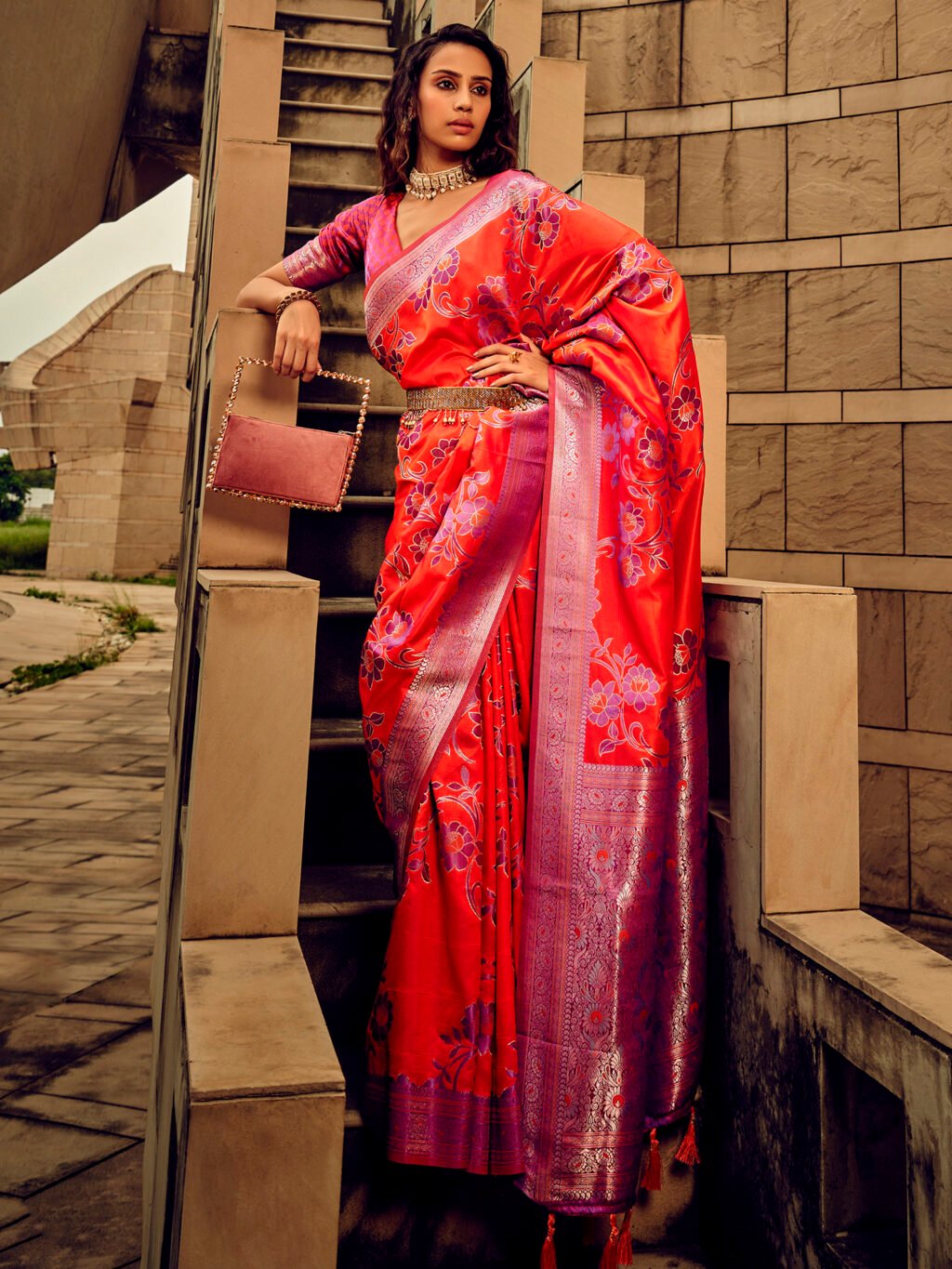 Image of Red Silk Saree