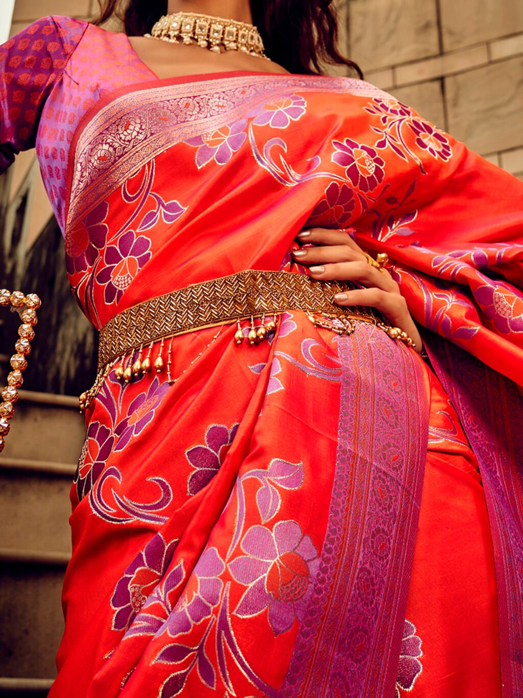 Red Silk Saree - Image 4