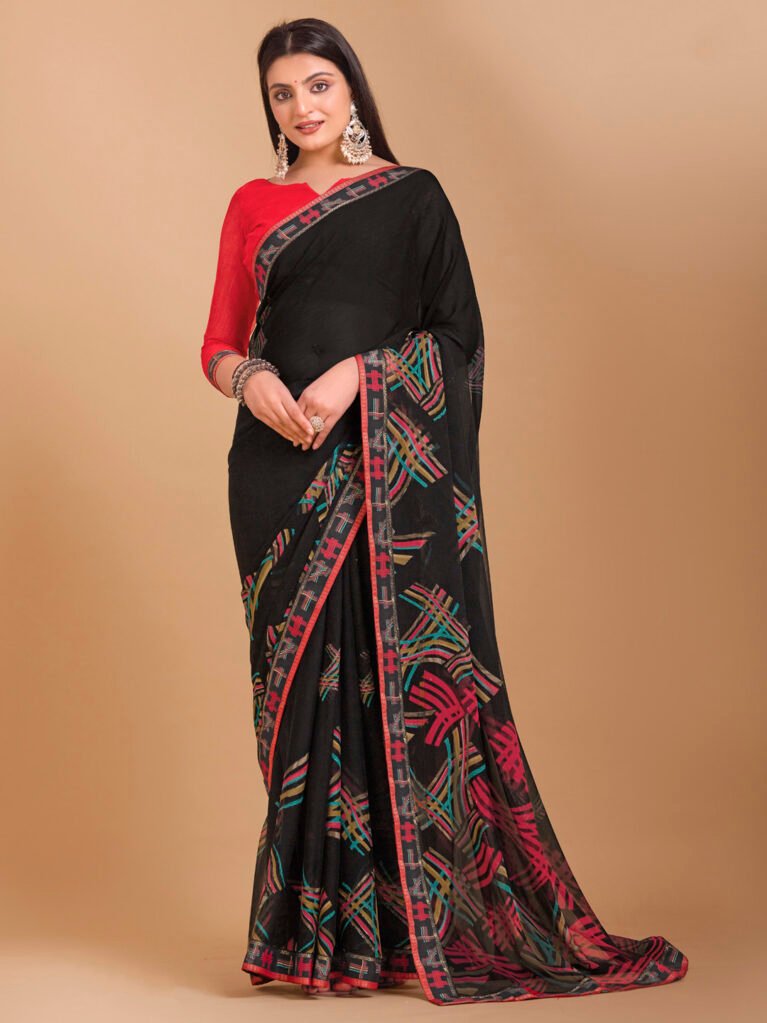 Image of Black Chiffon Saree
