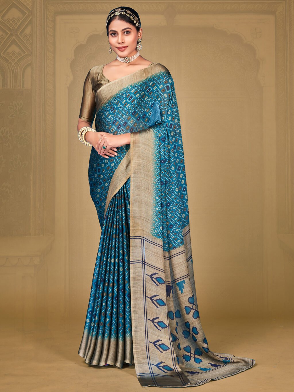 Image of Blue Chiffon Saree