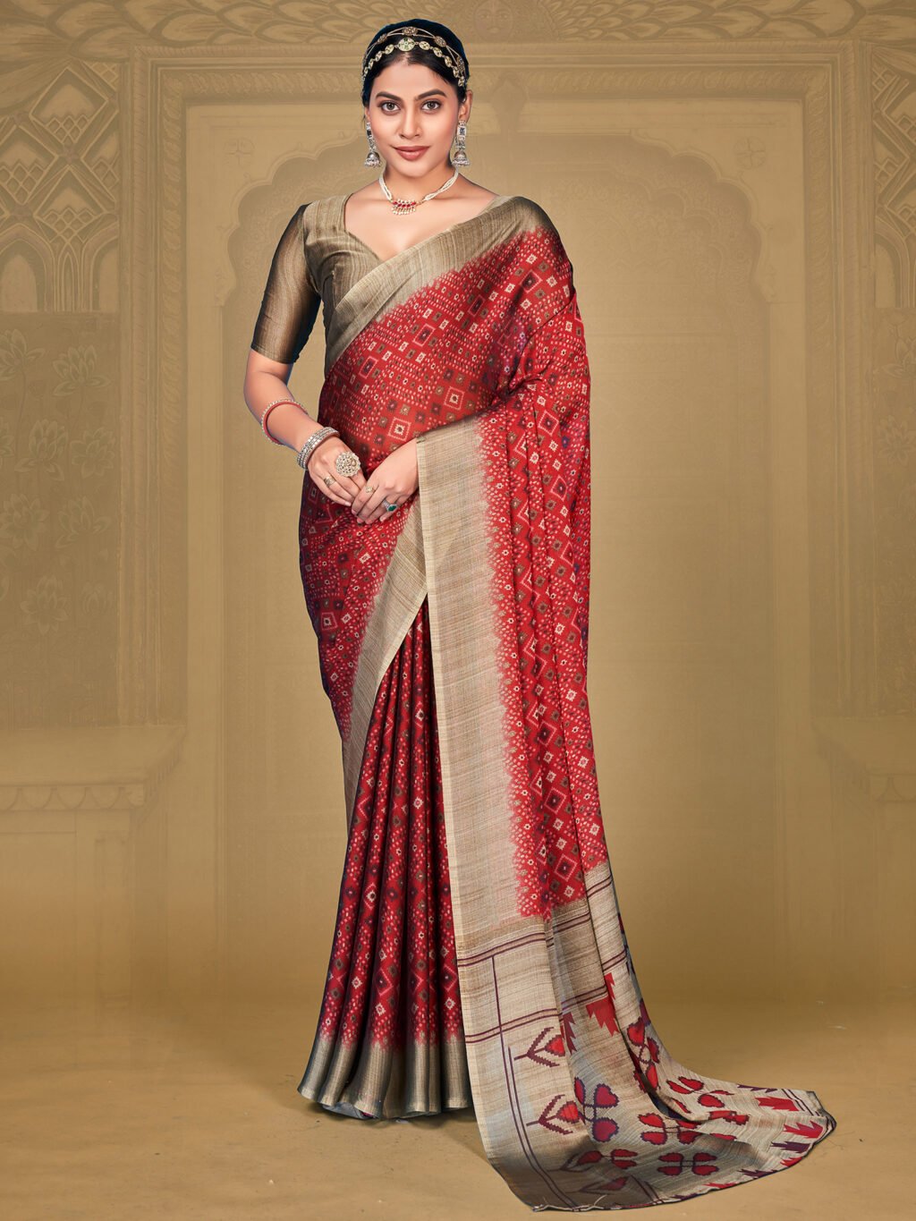 Image of Maroon Chiffon Saree