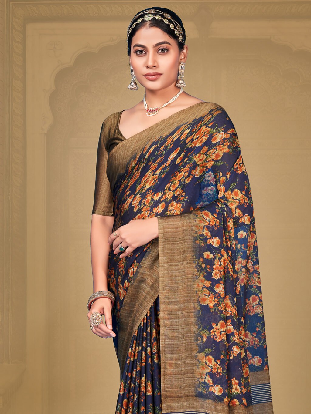 showcasing the beauty and craftsmanship of Party Wear Saree.