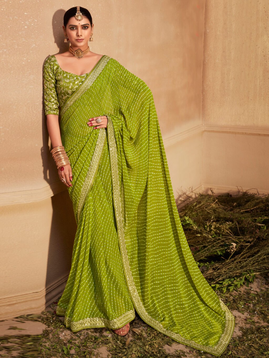 Image of Green Georgette Saree