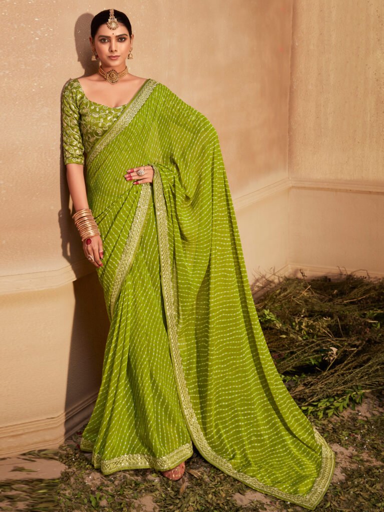 Image of Green Georgette Saree