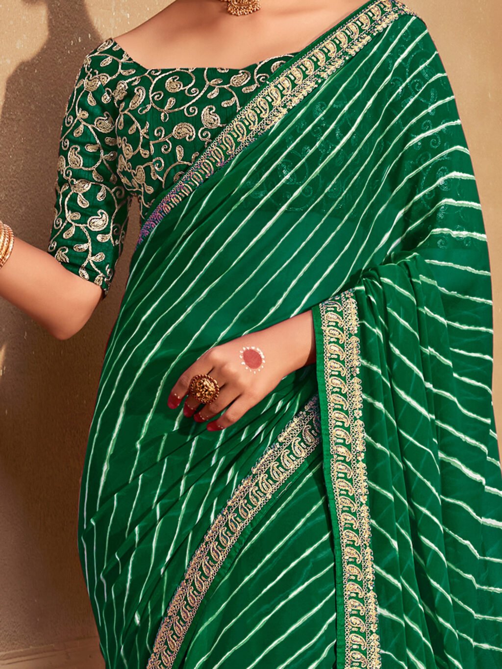 Green Georgette Saree - Image 3