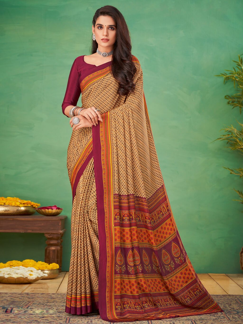 Image of Beige Saree