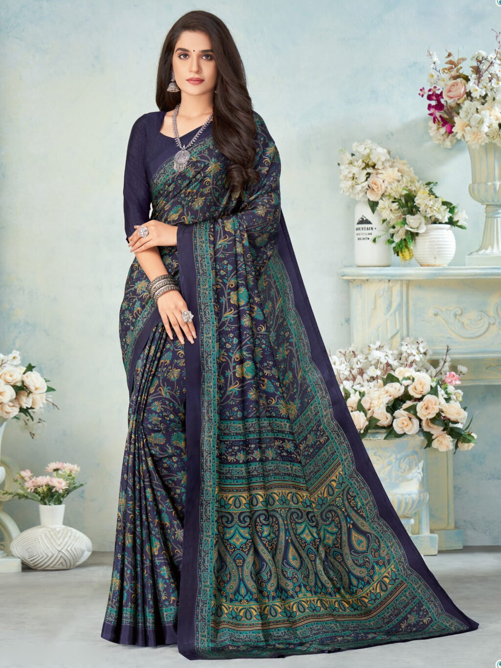 Image of Navy Blue Saree