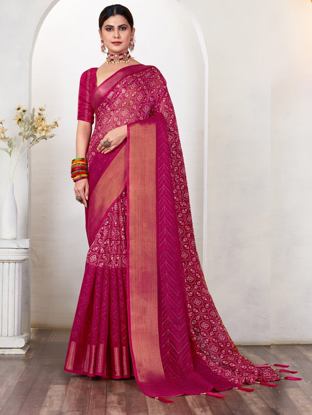 Image of Pink Silk Saree