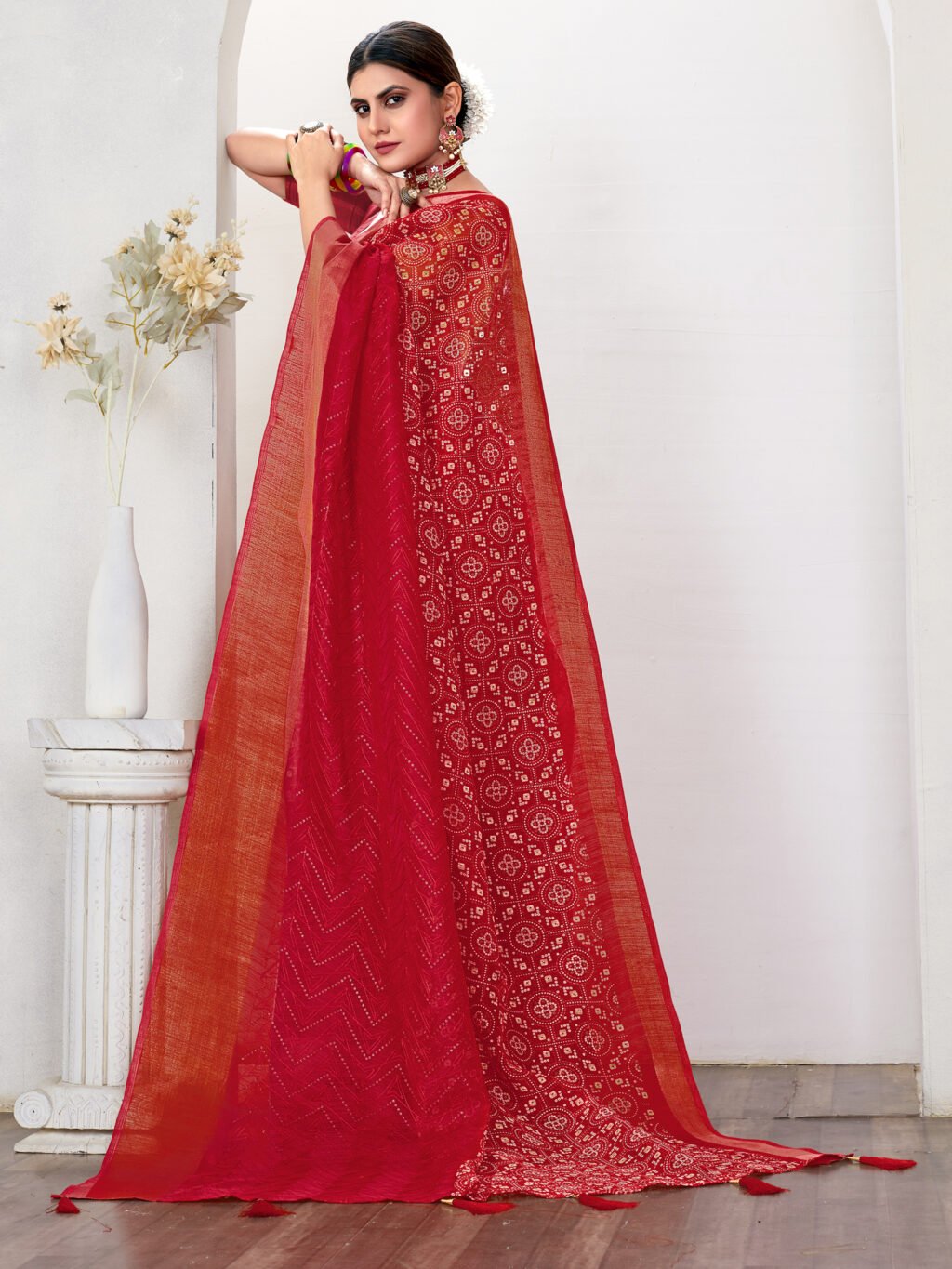 Image of Red Silk Saree