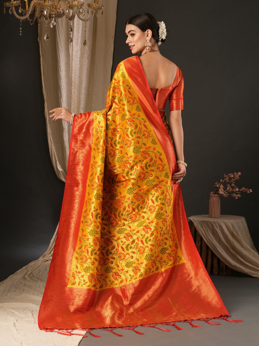 showcasing the beauty and craftsmanship of Party Wear Saree.