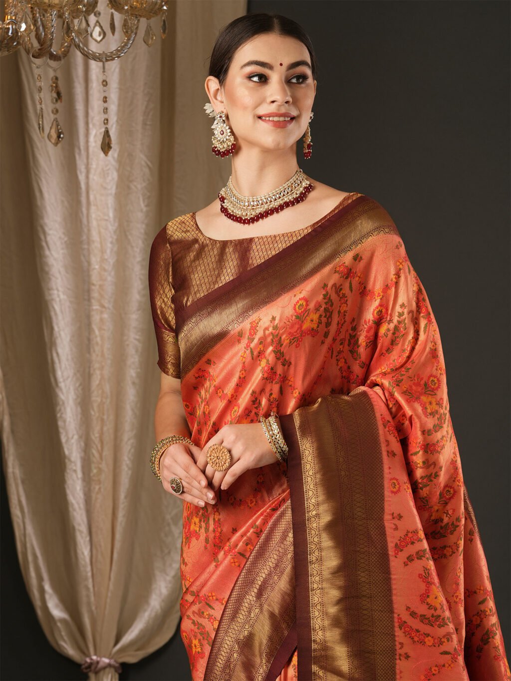 Peach Silk Saree - Image 4