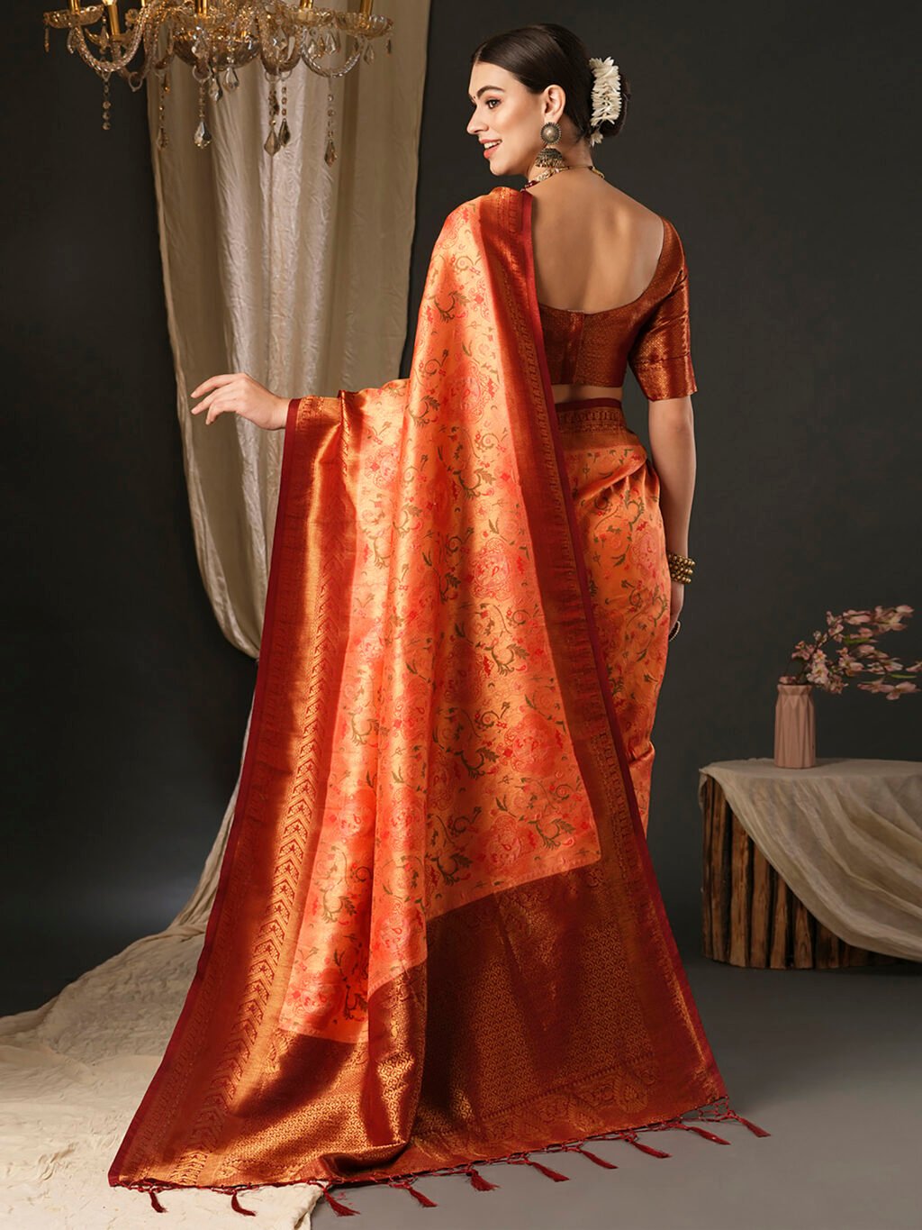 showcasing the beauty and craftsmanship of Party Wear Saree.