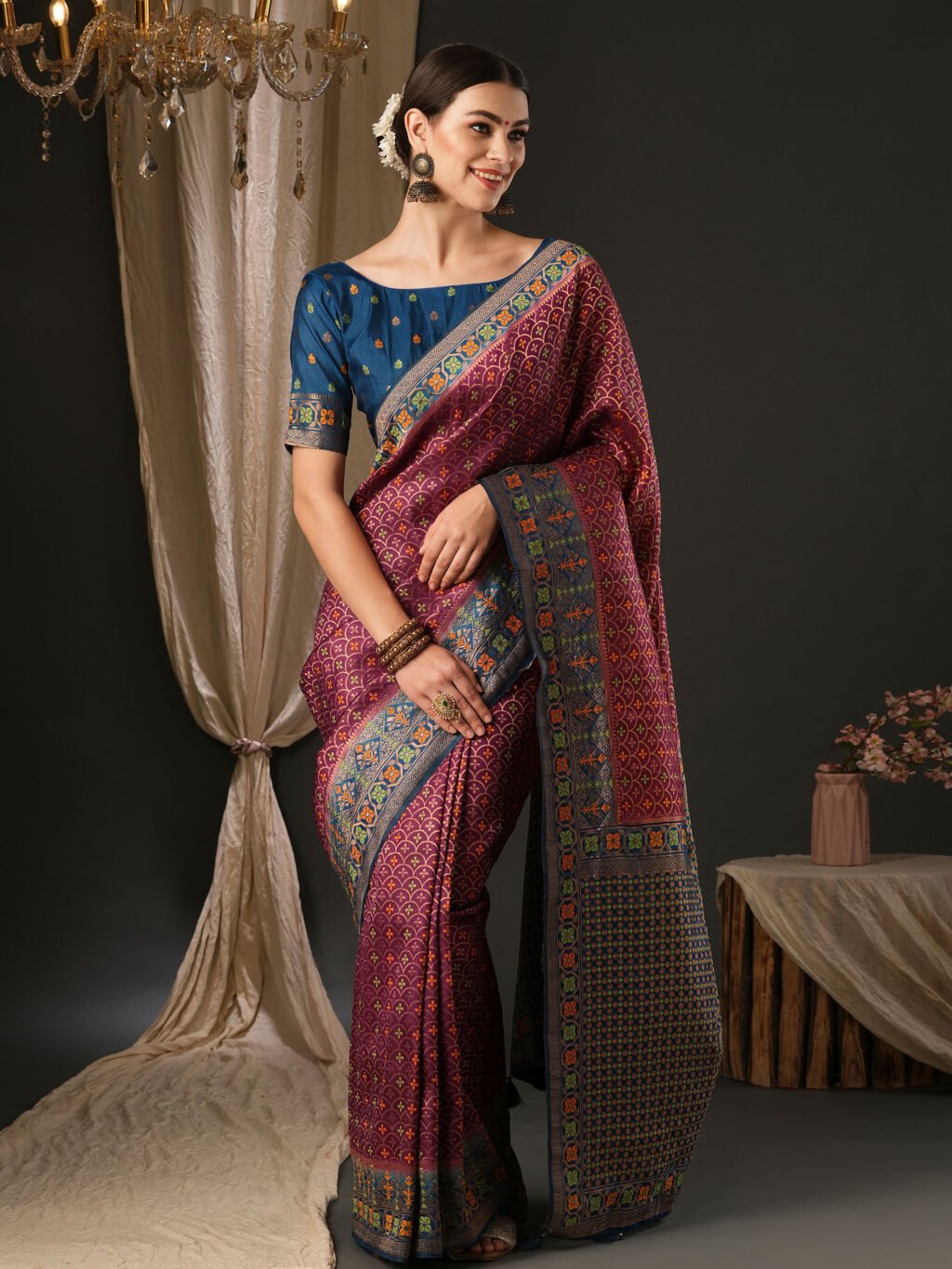 Image of Magenta Silk Saree