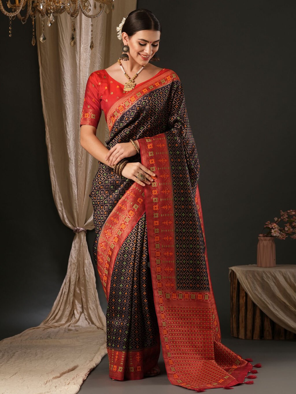 Image of Black Silk Saree