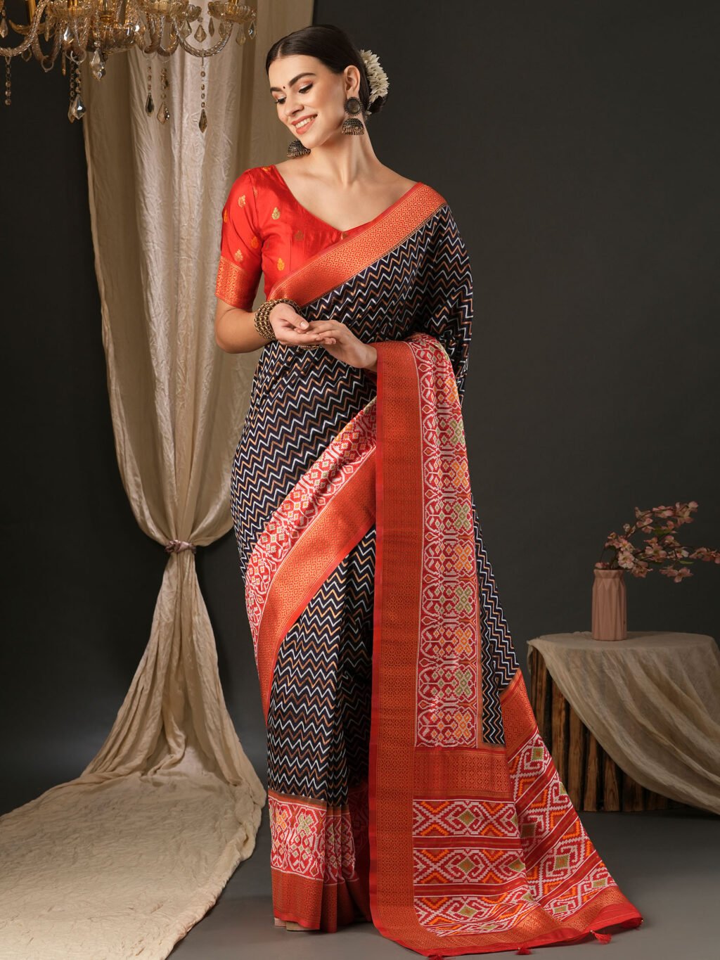 Image of Navy Blue Silk Saree