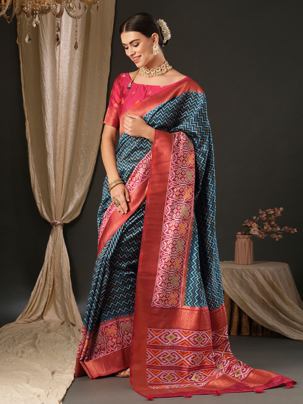 Blue Silk Saree - Image 3