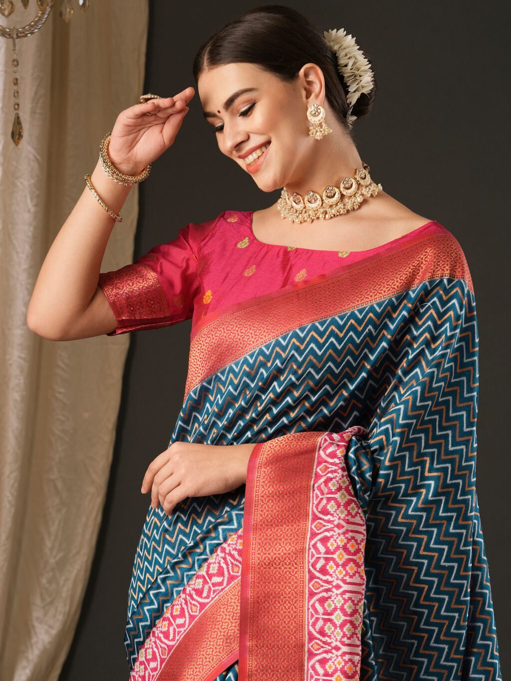 Blue Silk Saree - Image 4