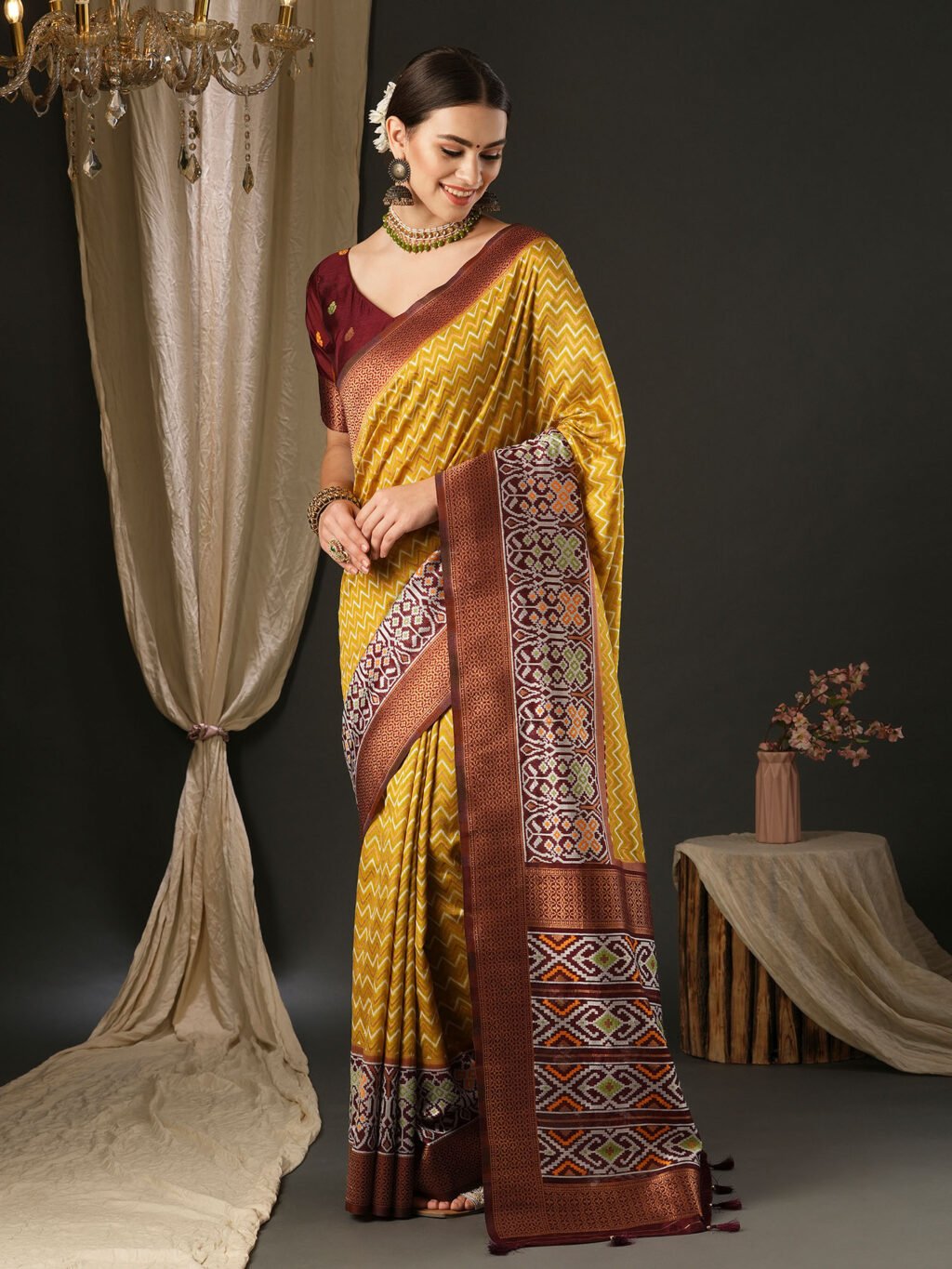 Mustard Silk Saree - Image 3