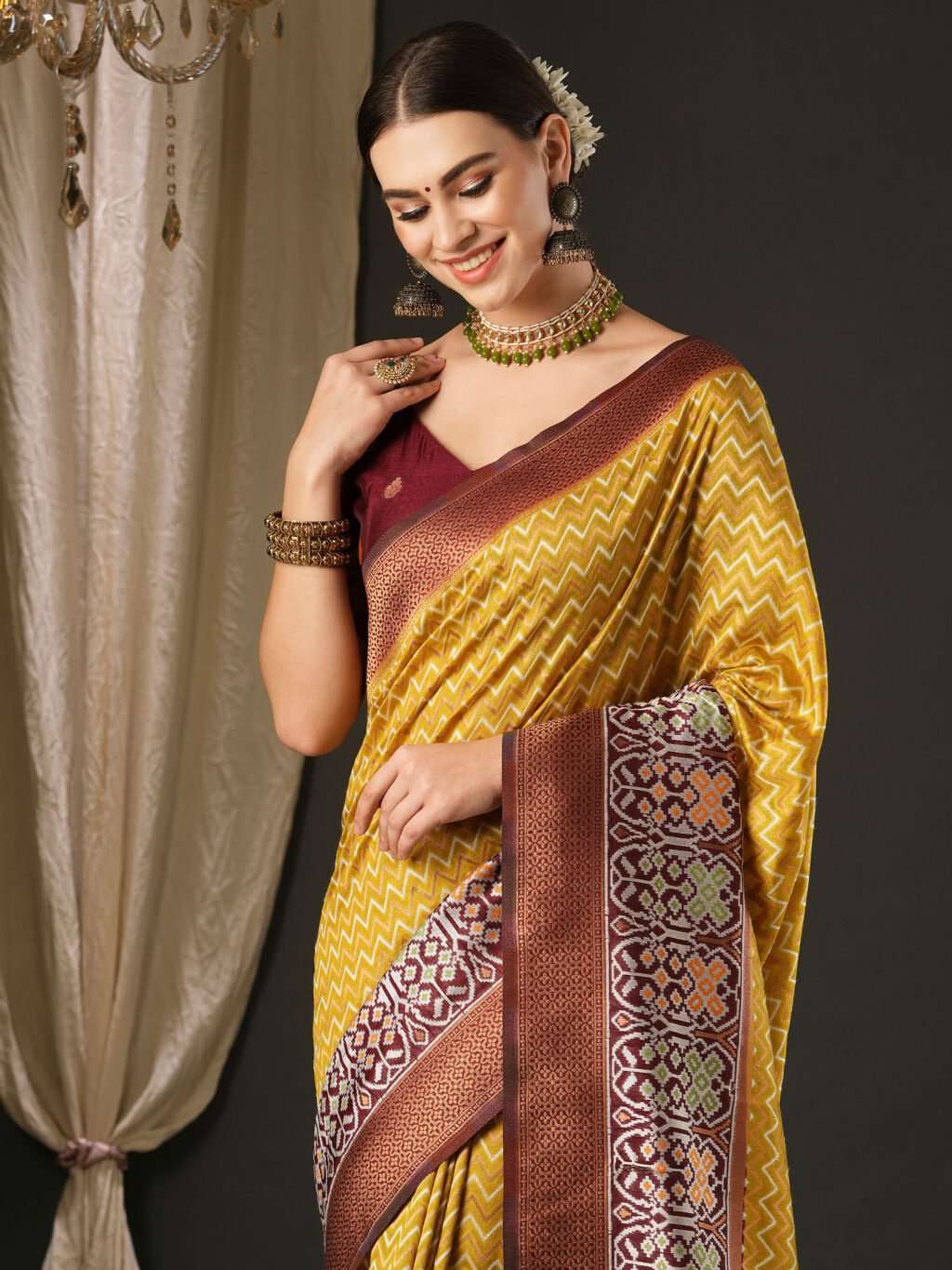Mustard Silk Saree - Image 4