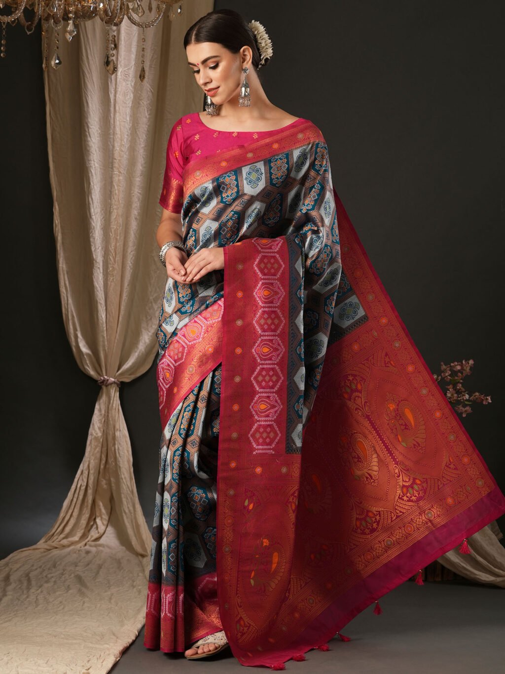 Image of Blue Silk Saree