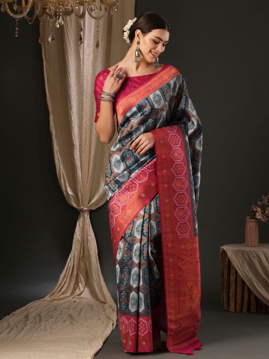 Blue Silk Saree - Image 3